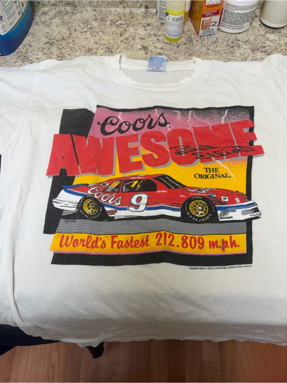 'Vtg 1987 Cal Cru Bill Elliott Talladega Record NASCAR Coors T-shirt Large